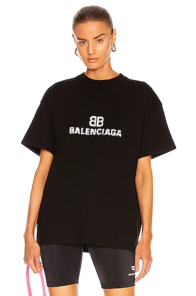 Shop Balenciaga Medium Fit T Shirt In Black & White