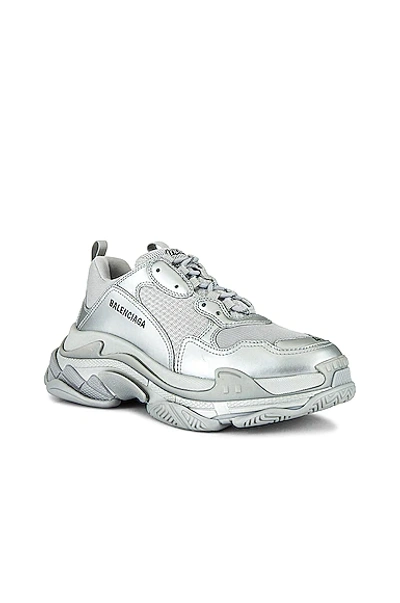 Shop Balenciaga Triple S Sneaker In Silver Metallic
