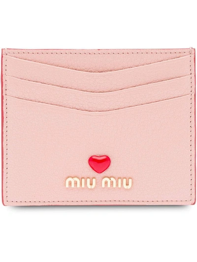 Shop Miu Miu Madras Love Card Holder In Pink