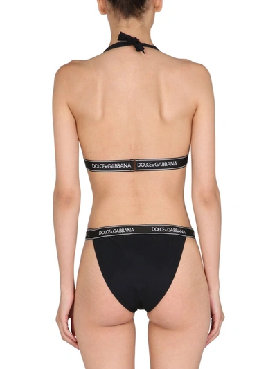 Shop Dolce & Gabbana Bikini Swimsuit With Logo Band In Black