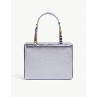 Shop Amina Muaddi Lavender Rainbow Gilda Super-mini Metallic Leather Top Handle Bag