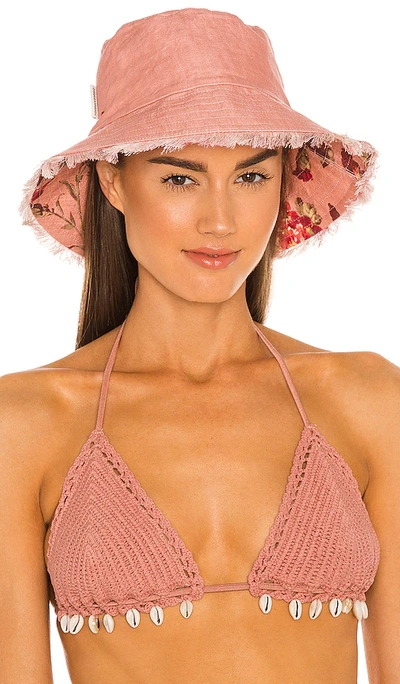 Shop Zimmermann Reversible Frayed Bucket Hat In Pink
