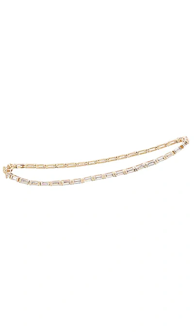 Shop Lili Claspe Gigi Baguette Anklet In Metallic Gold