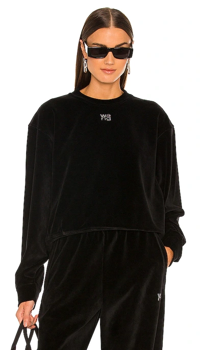 Shop Alexander Wang T Crewneck Sweatshirt With Crystal Logo In Black
