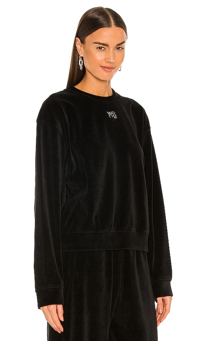 Shop Alexander Wang T Crewneck Sweatshirt With Crystal Logo In Black
