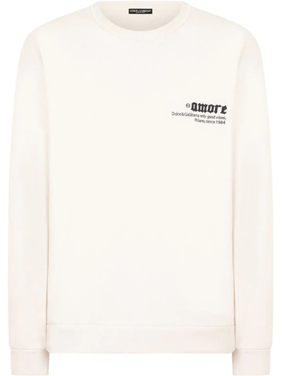 Shop Dolce & Gabbana Logo-print Sweatshirt In Weiss