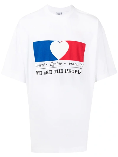 Shop Vetements Slogan-print Cotton T-shirt In Weiss