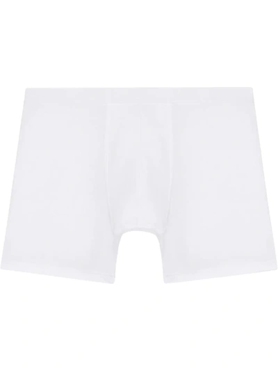 Shop Balenciaga Logo-trim Stretch Boxer Shorts In White