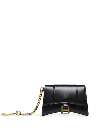 Shop Balenciaga Hourglass Card Case In Black