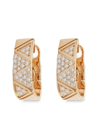 Shop Alessa 18kt Rose Gold Elixir Continuity Pavé Hoop Earrings In Pink