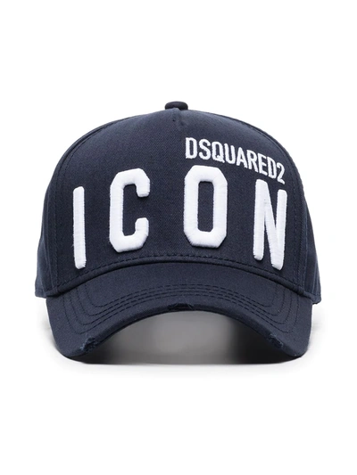 Shop Dsquared2 Embroidered Icon Baseball Hat In Blue