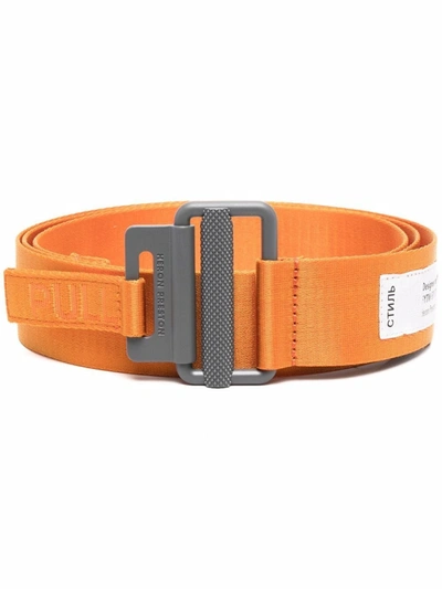 Shop Heron Preston Tape Logo Belt In Orange