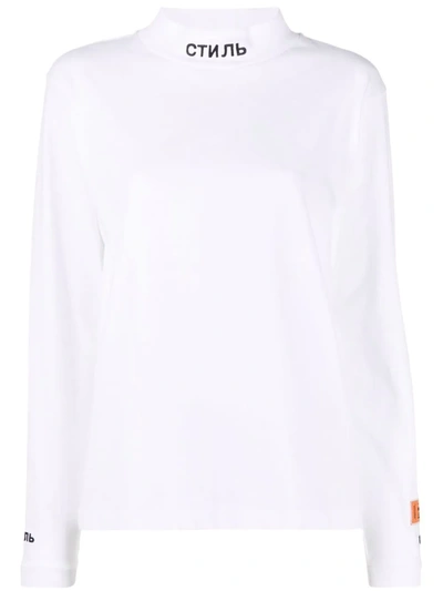 Shop Heron Preston Стиль Embroidery Stand-up Neck Sweatshirt In White