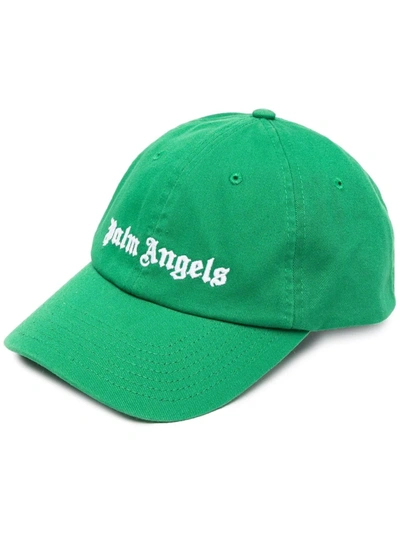 Shop Palm Angels Embroidered Logo Cap In Green