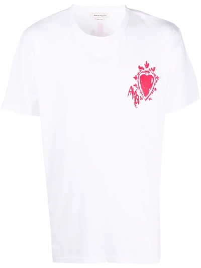 Shop Alexander Mcqueen Graphic-print Short-sleeve T-shirt In White