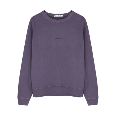 Shop Acne Studios Fierre Purple Logo Cotton Sweatshirt