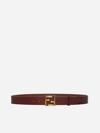 Shop Fendi Ff Buckle Leather Belt