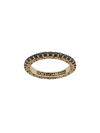 Shop Dolce & Gabbana 18kt Yellow Gold Sicily Sapphire Ring In Black