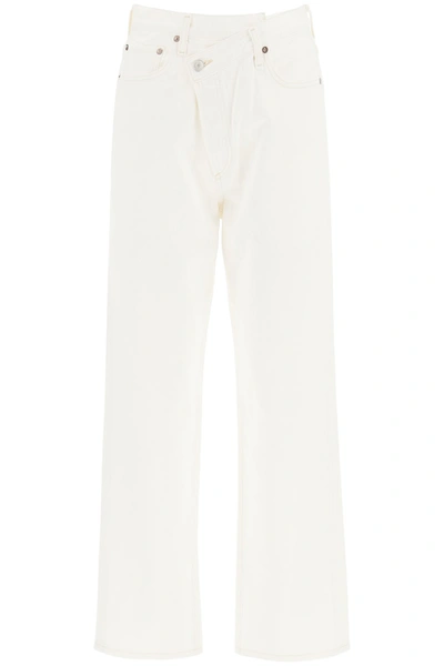 Shop Agolde Criss Cross Jeans In White