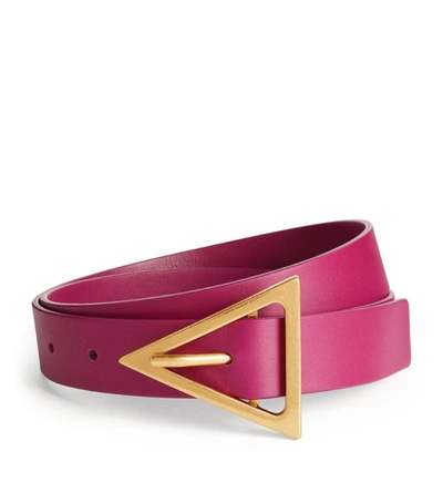 Shop Bottega Veneta Leather Triangle Belt In Pink