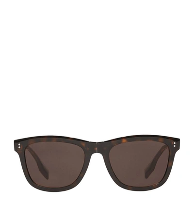 Shop Burberry Logo Detail Square Frame Sunglasses In Brown