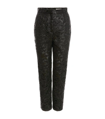 Shop Alexander Mcqueen High-rise Lacquered Lace Trousers In Black