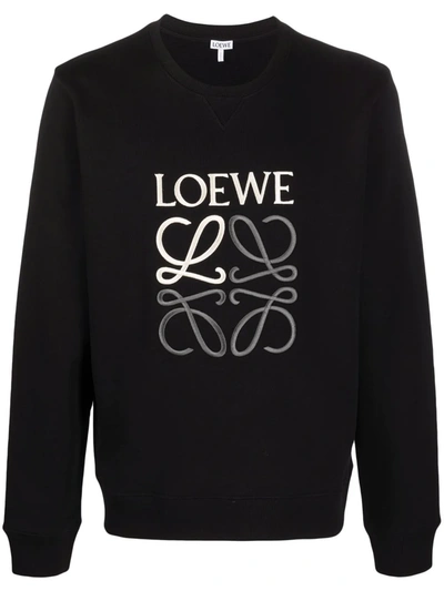 Shop Loewe Logo-embroidered Sweatshirt In Schwarz