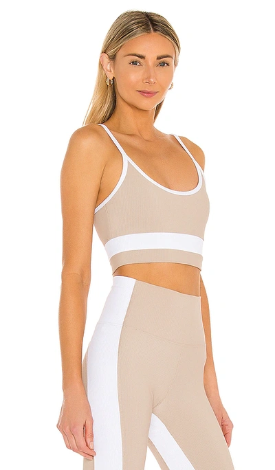 Beach Riot Eva Top In Tan White In Taupe & White