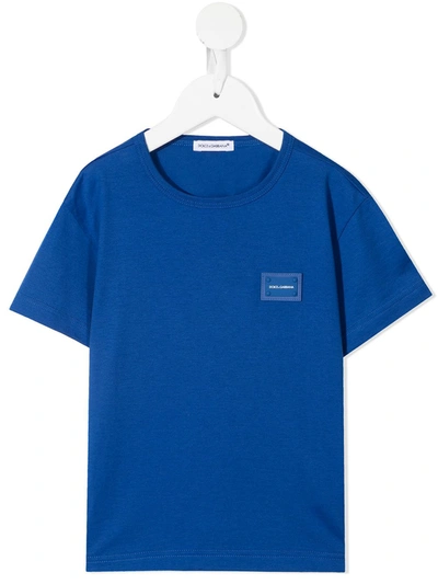 Shop Dolce & Gabbana Logo Plaque T-shirt In Blue