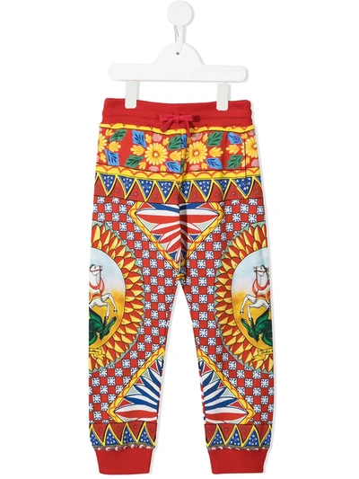 Shop Dolce & Gabbana Carretto-print Track Trousers In Red