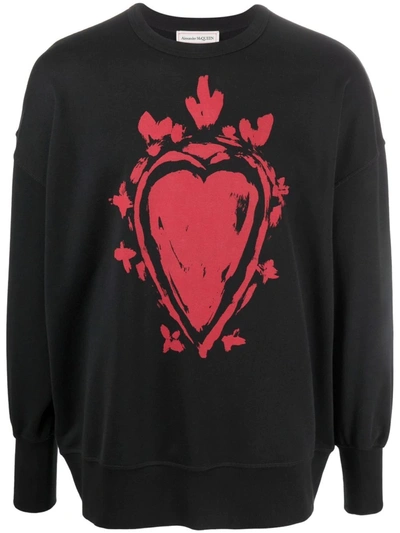Shop Alexander Mcqueen Heart-print Sweatshirt In Black