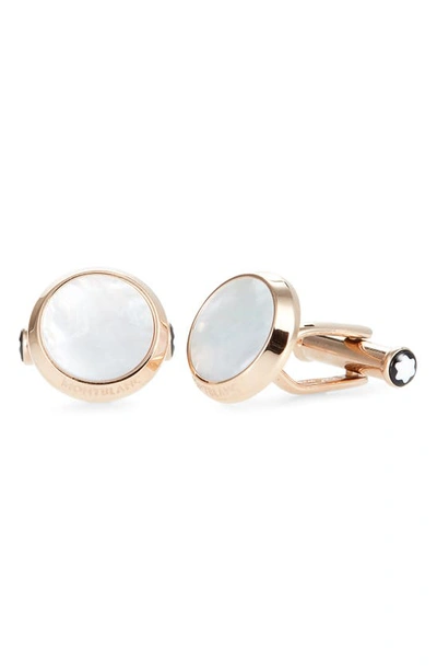 Shop Montblanc Mother-of-pearl Cuff Links In Gold