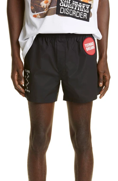 Shop Raf Simons Teenage Dreams Patch Boxer Shorts In Black