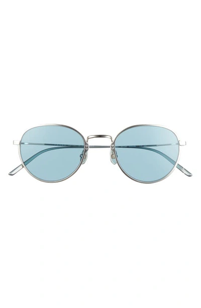 Shop Prada Phantos 50mm Small Round Sunglasses In Silver/ Blue