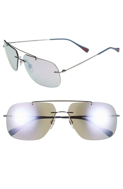 Shop Prada 'red Feather' 63mm Sunglasses In Gunmetal/ Grey Mirror