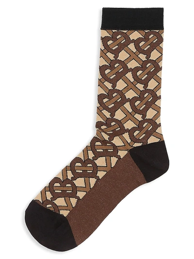 Shop Burberry Monogram Pattern Socks In Bridle Brown