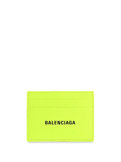 Shop Balenciaga Logo-print Card Holder In Gelb