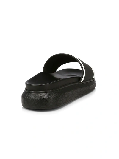 Shop Alexander Mcqueen Logo Slide Sandals In Black Lust Red