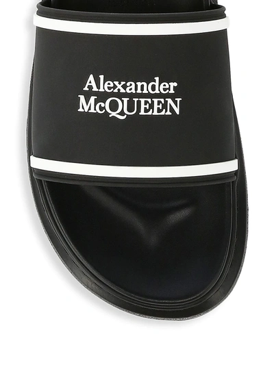 Shop Alexander Mcqueen Logo Slide Sandals In Black Lust Red