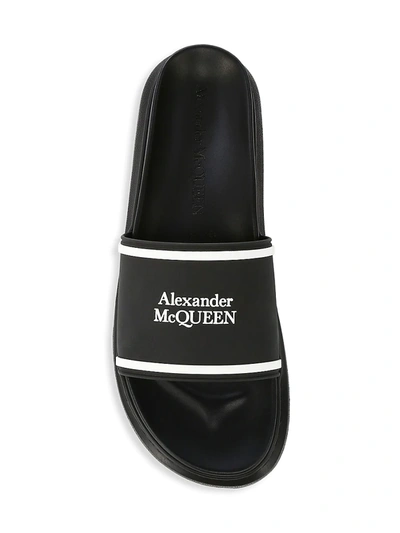 Shop Alexander Mcqueen Logo Slide Sandals In Black Lust Red