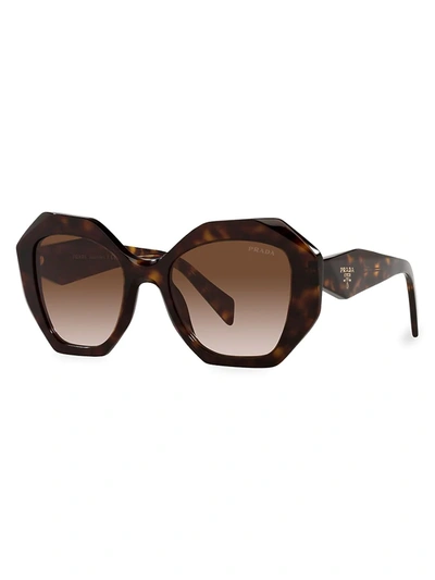 Shop Prada 53mm Geometric Sunglasses In Black