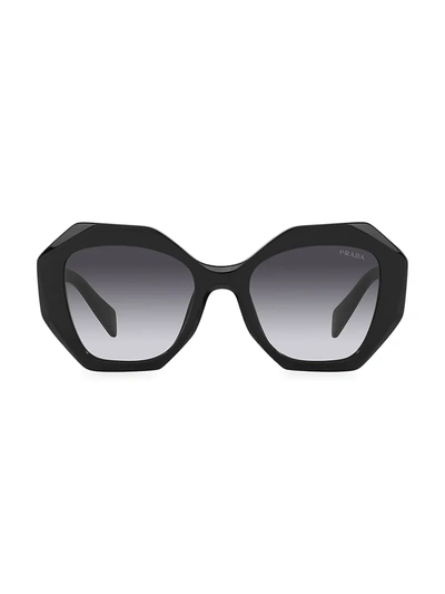 Shop Prada 53mm Geometric Sunglasses In Black