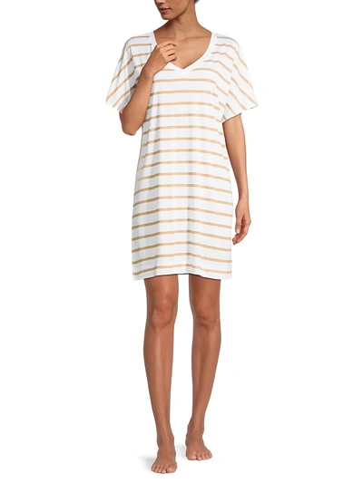 Shop Hanro Laura Striped Sleepshirt In Midnight Stripe