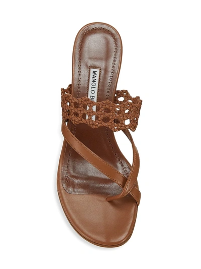 Shop Manolo Blahnik Susa Braided Leather Sandals In Hazel Brown