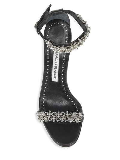 Shop Manolo Blahnik Rekik Leather Chain Sandals In Black