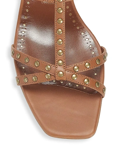 Shop Manolo Blahnik Luce Leather Studded Sandals In Brown