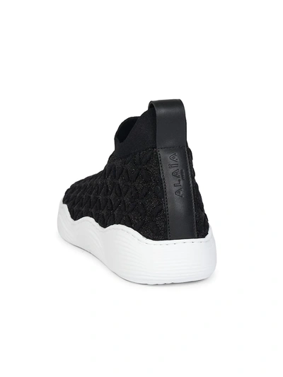 Shop Alaïa Knit Low-top Sneakers In Noir Blanc