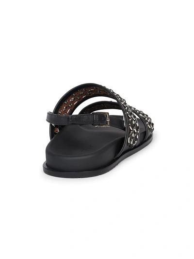 Shop Alaïa Metal Woven Leather Mule Slingback Sandals In Noir