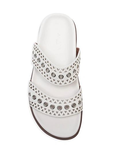 Shop Alaïa Women's Leather & Grommet Mule Slide Sandals In White