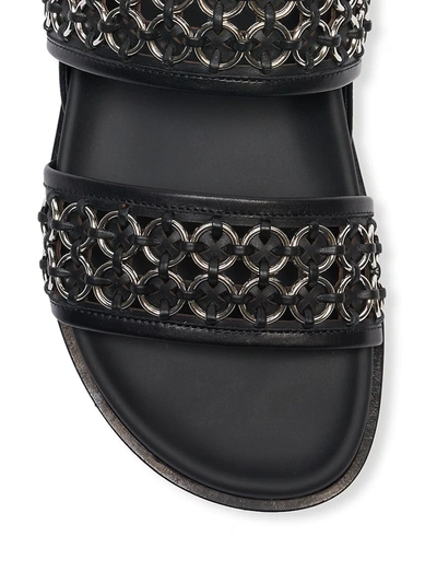 Shop Alaïa Metal Woven Leather Mule Slingback Sandals In Noir